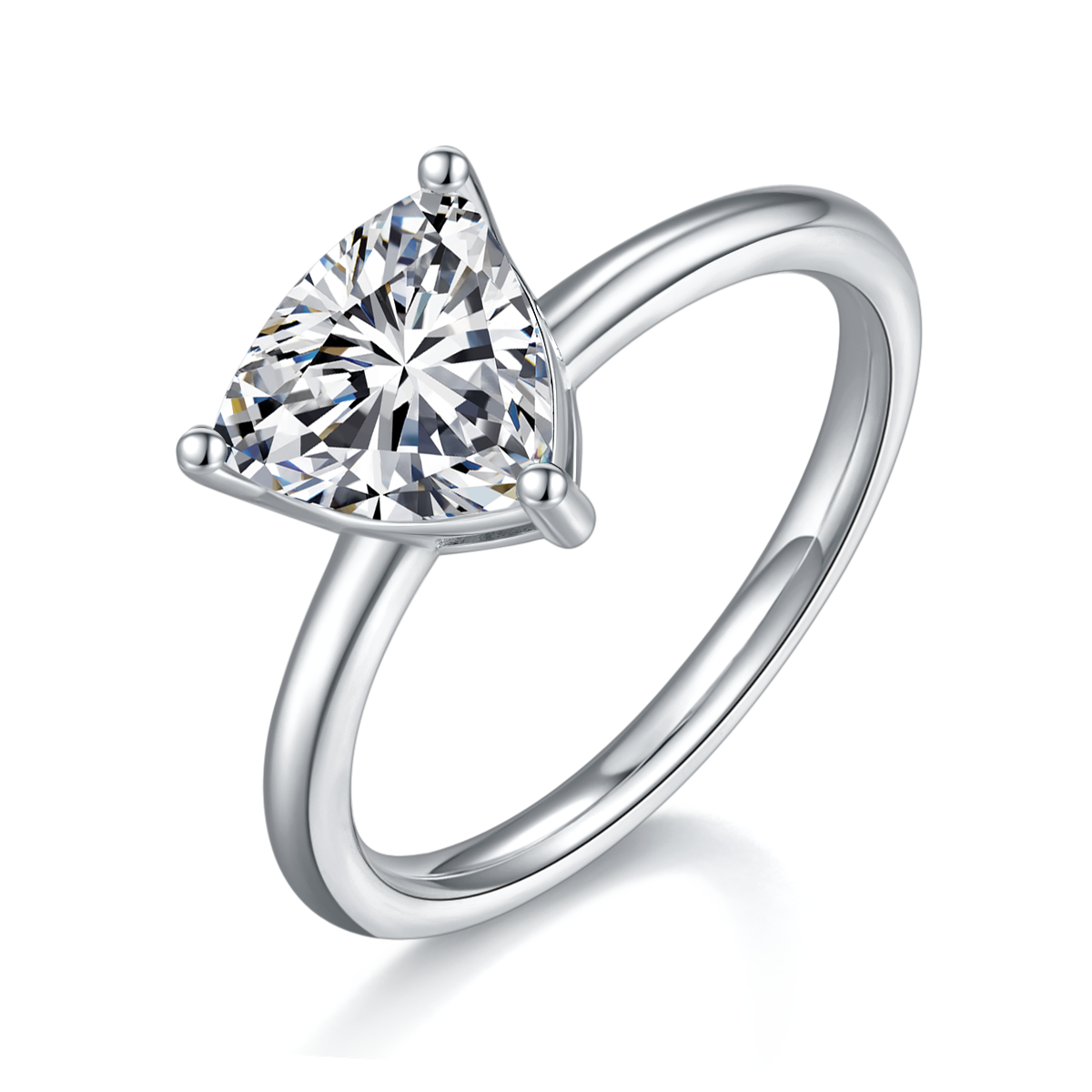 Classic triangle S925 silver plated white gold moissanite diamond women's ring 2.0 carats D-class